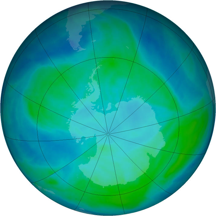 Antarctic ozone map for 19 January 2009